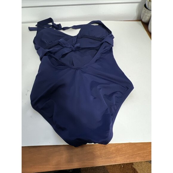 Tommy Bahama One Piece Swimsuit Size 8 Open Back Blue - Picture 7 of 8